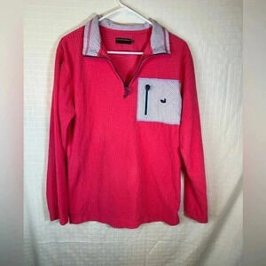 Southern Marsh mens XS Women’s  M 1/4 Zip Pullover Pink Pocket Waffle Shirt